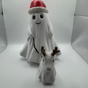 Festive Ghost and Reindeer dog  Figurine